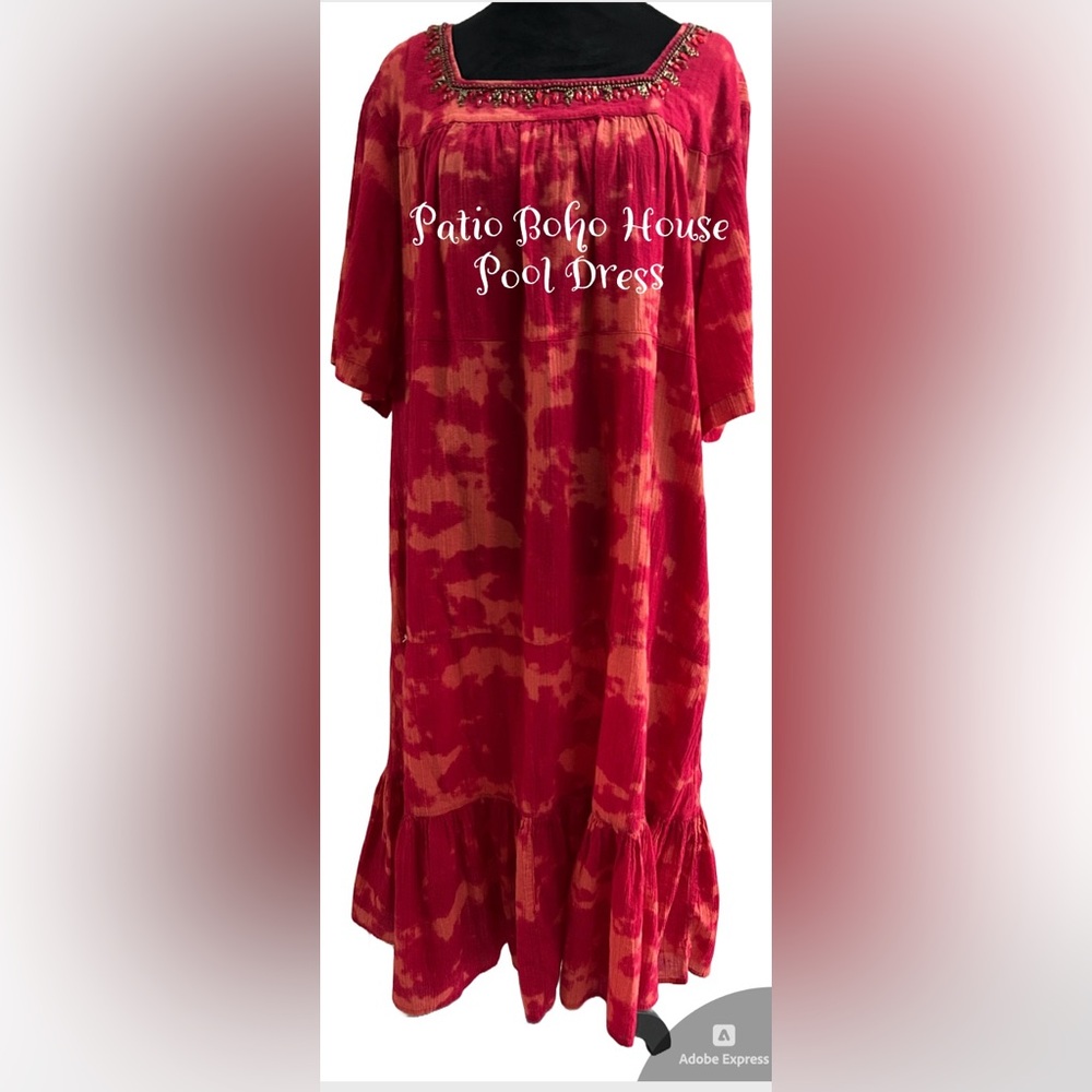 ❤️❤️Patio Casuals by Cabernet Tie-dyed BOHO House Pool Dress❤️❤️